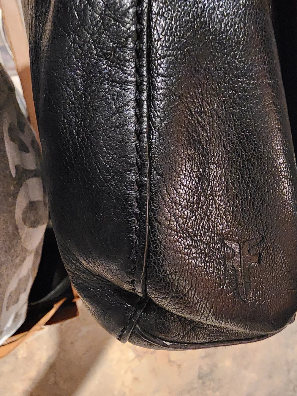 Black Leather Crossbody Bag with Gold Hardware